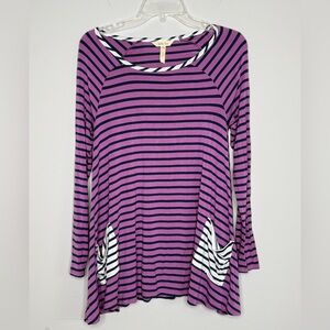 Matilda Jane Top SZ XS Long Sleeve Stripes Contrast Artsy Teacher Girlhoodcore